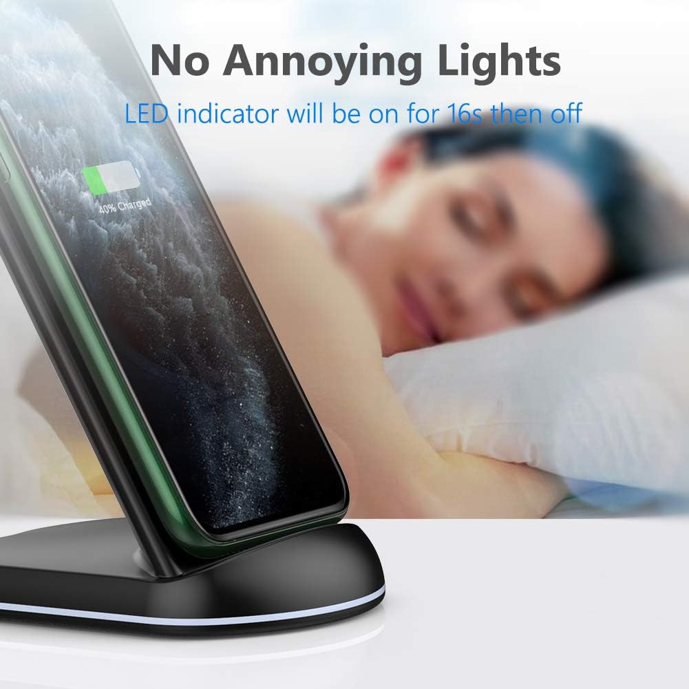 Yootech Wireless Charger,10W Max Wireless Charging Stand, Compatible with iPhone 17/17 Pro/17 Pro Max/Air/16e/16/16 Plus/16 Pro Max/15/14/13/SE 2022/12/11/X/8, Galaxy S25/S24/S23/S22(No AC Adapter)