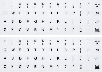 (2PCS Pack) English Keyboard Stickers, Universal Keyboard Replacement Letters English White Background with Black Lettering for Laptops Computer, Matte Keyboard Alphabet Stickers -White