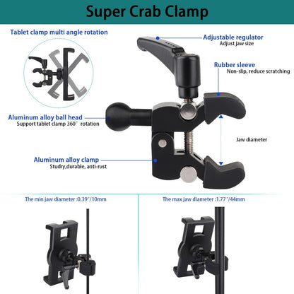 Boat Helm Tablet Holder, Marine Boat Handle Bar Pole Mount, 360°Rotation Clamp Non-Slip Aluminum Alloy Mount,Compatible with 4.7~12.9" iPad/Nexus/LG G Pads/e-Reader/iPhone