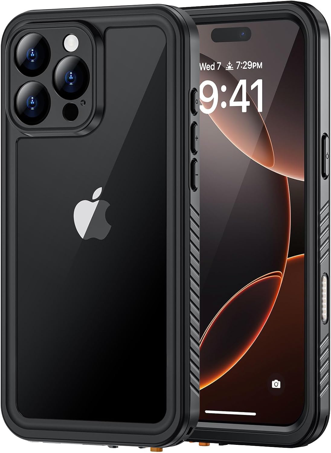 Lanhiem for iPhone 16 Pro Max Case, IP68 Waterproof Dustproof Shockproof Cases with Built-in Screen Protector, Full Body Heavy Duty Rugged Phone Cover for iPhone 16 Pro Max - 6.9 inch (Black/Clear)