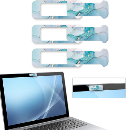 Webcam Cover, 3 Pieces, Laptop Camera Cover, Privacy Shielding Capacity is Twice as Big as The Traditional, Suitable for Computer Mobile Phones, laptops, Tablets and so on (Blue Marble)