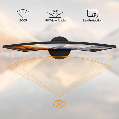 KOORUI 24 inch Curved Monitor, Full HD 1080P Curved Computer Monitor, 100Hz 1500R PC Screen, HDMI VGA, Tilt Adjustment, LCD Display, Eye Care, Black 24N5CA