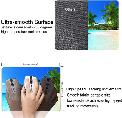 Mouse Pad, Square Beach Style Anti-Slip Rubber Mousepad for Gaming Office Laptop Computer PC Men Women Kids, Cute Custom Pattern, Beach