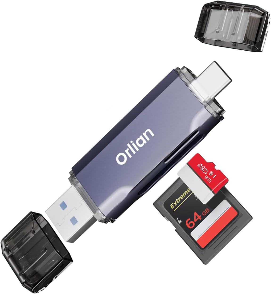 USB 3.0 microSD/SD Card Reader Dual USB A & C Memory Card Reader Adapter 5Gbps Type C TF Card Reader for SD, SDHC, SDXC, RS-MMC, MMC, microSD, microSDHC, microSDXC(SD Card Not Included)