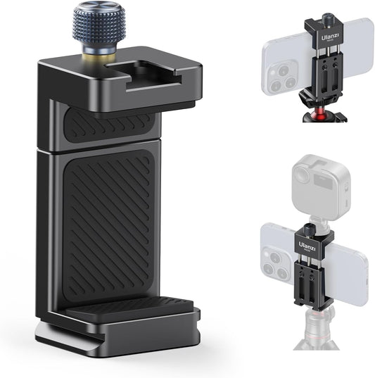 ULANZI MA33 Metal Phone Tripod Mount with Arca Port & 2 Cold Shoes, 360° Adjustable Smartphone Tripod Adapter Cell Phone Stand Holder Phone Clamp Suitable for iPhone 15 pro/14/13/12/Samsung