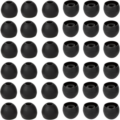 36 Pieces Large Earbud Tips Soft and Comfortable Silicone Earbud Tips Ear Bud Replacement Pieces Silicone Fit Most in-Ear Headphones，Inner Hole 3.8mm -5.5mm，Large Black Earbuds Silicone Tips