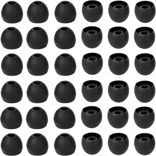 36 Pieces Large Earbud Tips Soft and Comfortable Silicone Earbud Tips Ear Bud Replacement Pieces Silicone Fit Most in-Ear Headphones，Inner Hole 3.8mm -5.5mm，Large Black Earbuds Silicone Tips