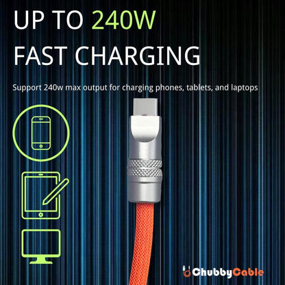 chubbycable Colorblock Chubby - Spring Braided Silicone Charge Cable Coiled USB C Cable Fast Charging Type C Charger Cord for Car, Dark Blue+Red, USB-A to Type-C, 2.29FT-3.6FT