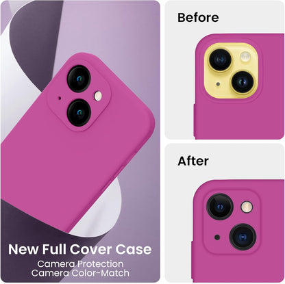 FireNova Designed for iPhone 14 Case, Silicone Upgraded [Camera Protection] Phone Case with [2 Screen Protectors], Soft Anti-Scratch Microfiber Lining Inside, 6.1 inch, Shocking Pink