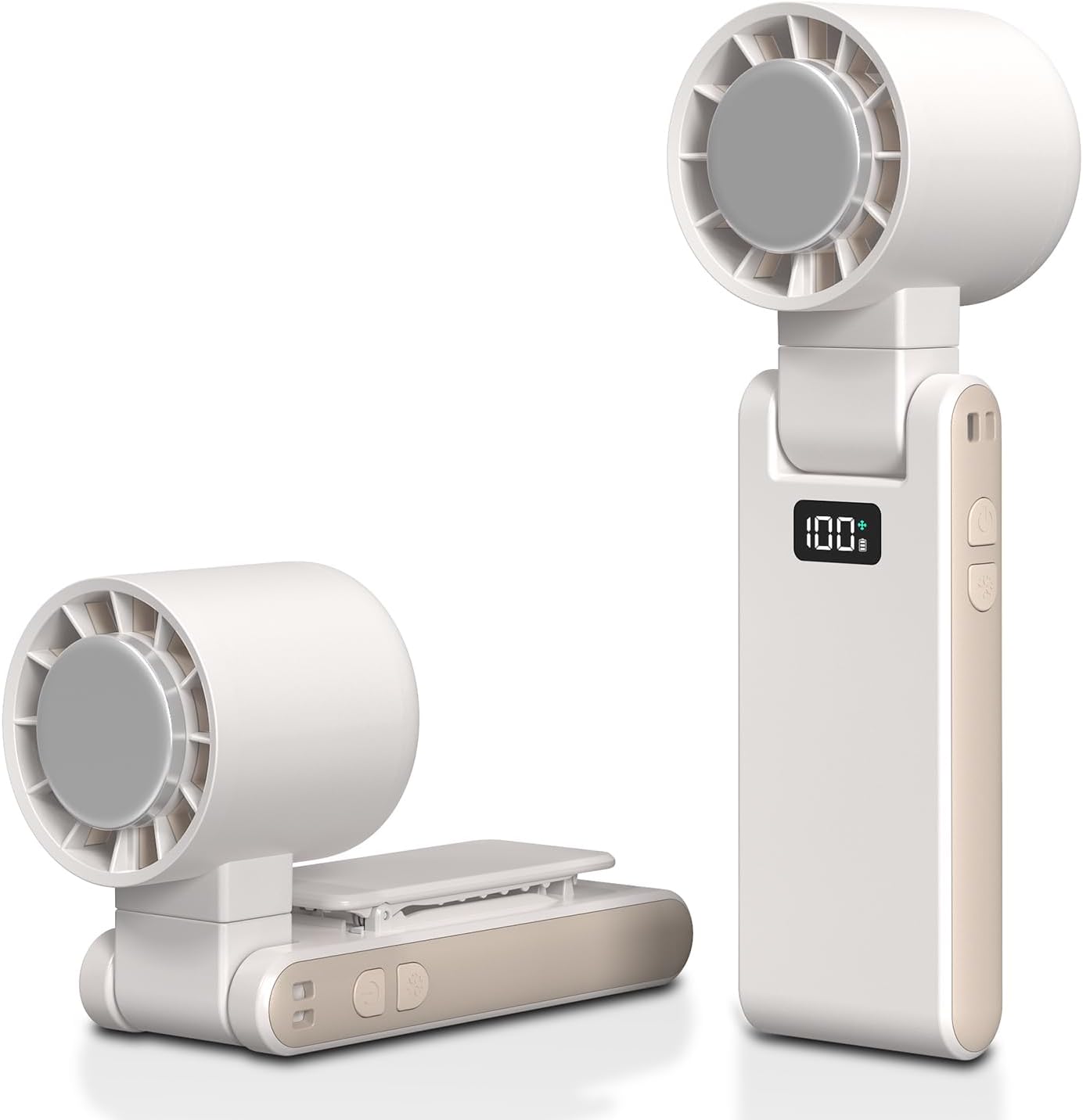 OTPEIR Portable Handheld Turbo Fan with Cooling Tech, Digital Display, 100-Speed Control, Rechargeable 4-in-1 Personal Fan for Travel, Outdoor, Office (White)