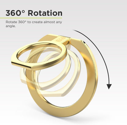 PureGear Magnetic Phone Grip Ring Stand, Magnetic Phone Ring Holder for MagSafe iPhone 16, 16Pro, 16Plus, 16ProMax, 15, 15Plus, 14, 14Plus, 14Pro, 14Pro Max, 13, 12, Adjustable Kickstand (Gold)