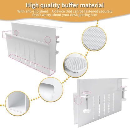 Desk Side Storage, Under Desk Storage, No Drill Steel Hanging Desk Organizer, Laptop Holder, Desk Storage Holder for Office & Home.(White)