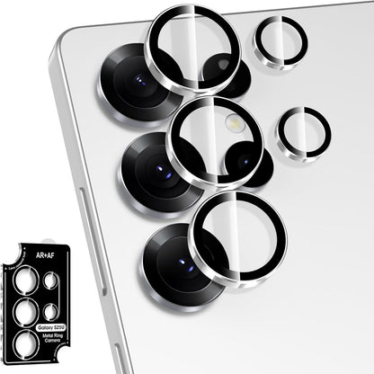 for Samsung Galaxy S25 Ultra Camera Lens Protector, Individual Metal Ring Tempered Glass Lens Cover, [Strong Adsorption] Scratch Resistant Ultra-Thin HD Clear Lens Cover, 1 Set-Slivery Ring