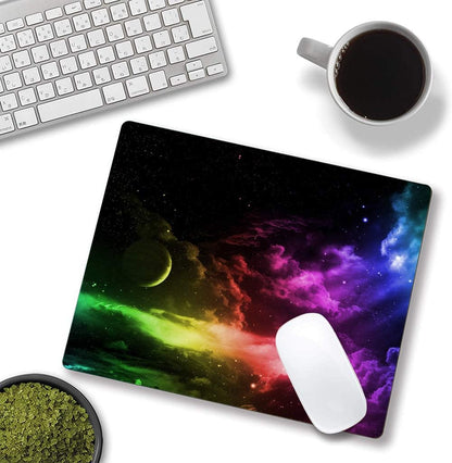 Mouse Pad, Gaming Mouse Pad, Galaxy Mouse Pad, Aurora Light Pattern Green and Purple Design Mouse Pads, Square Waterproof Mouse Pad Non-Slip Rubber Base MousePads for Office Home Laptop Travel
