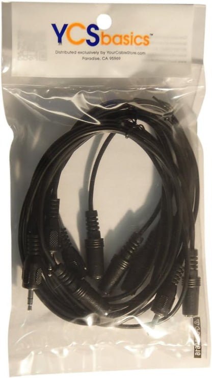 Five Pack of YCS Basics 3 Foot 3.5mm Headphone Extension Cables Male/Female