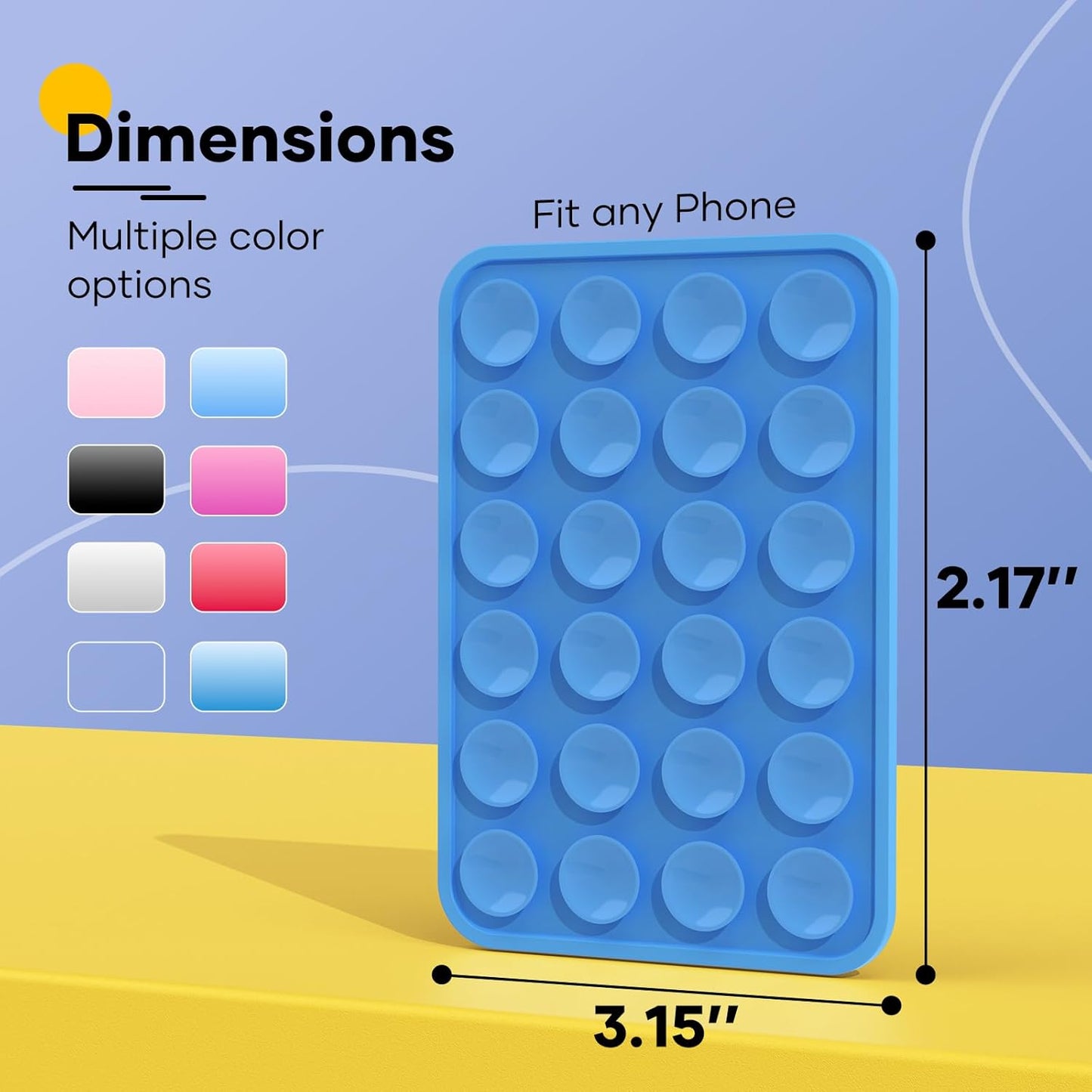 Silicone Phone Sticky Grip, Suction Phone Case Mount for iPhone and Android, Hands-Free Sticky Cell Phone Grip, Mobile Fidget Mirror Holder for Selfies and Videos