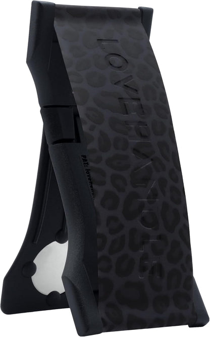 LOVEHANDLE PRO Premium Phone Grip - Silicone Phone Strap - Magnetic Phone Mount and Kickstand for Smartphone and Tablet - Black Leopard