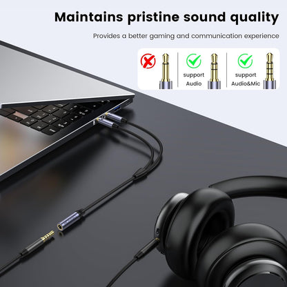MOSWAG Headphone Splitter for Computer, 3.5mm Female to Dual 3.5mm Male Cable for PC Gaming, Headphone Mic Splitter for PC 24K Gold-Plated with Noise Cancellation for Laptop/Speakers/Mic【11inch/28cm】
