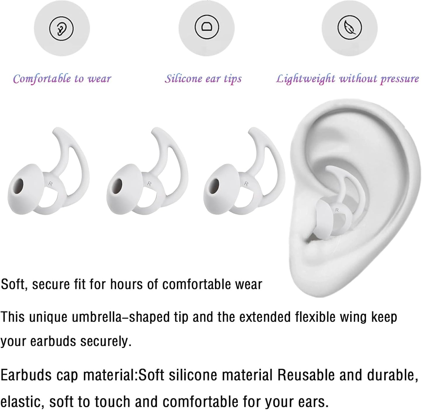 Silicone Ear Tips Replacement Earbud Tips Compatible with Bose Quietcomfort and Sport Headphone Ear Bud Tips Earbud Covers Large 3 Pairs