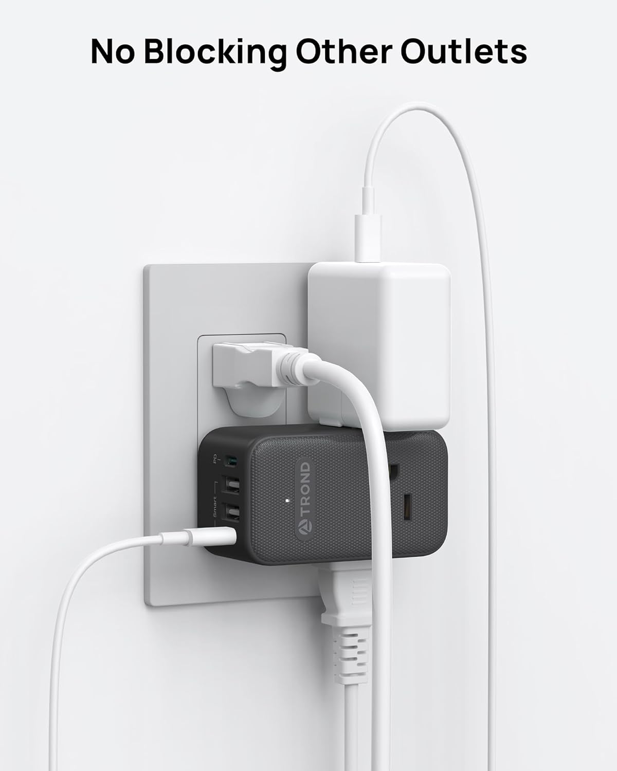 TROND Multi Plug Outlet Extender, 3 AC Outlet Adapter with 360 Rotating Plug, Black Power Splitter with PD 20W USB C Charger, A Compact Solution to Home Dorm Room Travel Cruise Essentials