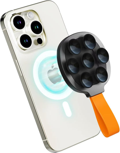 Magnetic Suction Cup Phone Mount, Ultra-Comfort Silicone Suction Grip Holder Stand for MagSafe, Hands-Free Mirror Shower Phone Holder Mount for TikTok/Video/Selfies/Shower
