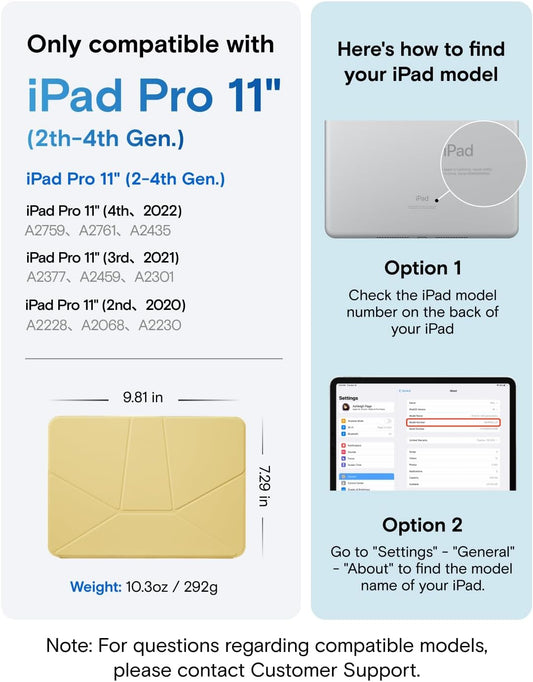 MOFT Dynamic Folio Case for iPad Pro 11-inch(2nd/3rd/4th Generation, 2020/2021/ 2022), Silm Magnetic Stand Case with 20+ Viewing Angles, Auto Wake/Sleep,Panna Cotta x Faded Jeans