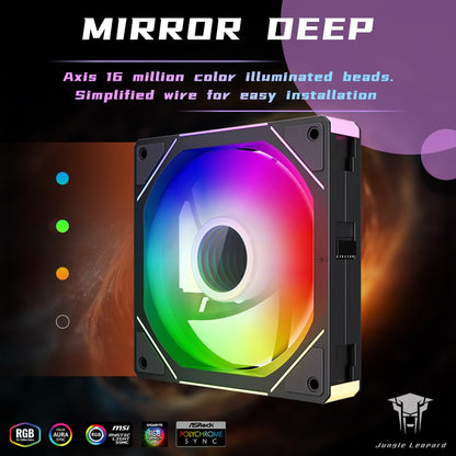 Jungle Leopard Interstellar V1 120mm PC Reverse Blade Case Fan, Infinity Mirror Module Daisy-Chain 5V ARGB PWM PC Fan Triple Pack Suitable for Computer Case & CPU Cooling(Black-3 Pack)