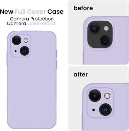 FireNova Designed for iPhone 13 Case, Silicone Upgraded [Camera Protection] Phone Case with [2 Screen Protectors], Soft Anti-Scratch Microfiber Lining Inside, 6.1 inch, Clove Purple