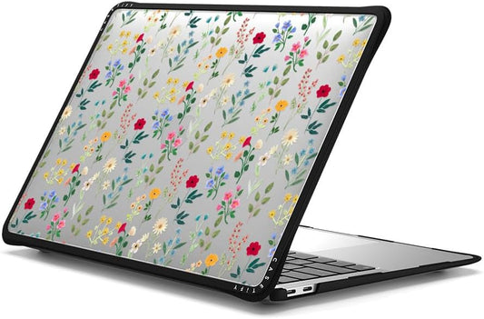 CASETiFY Impact MacBook Air 13" (M1/Intel) Case [Cushioned Impact Corners/Scratch-Resistant/Anti-Slip Grip] - Spring Botanicals 2 - Clear Black