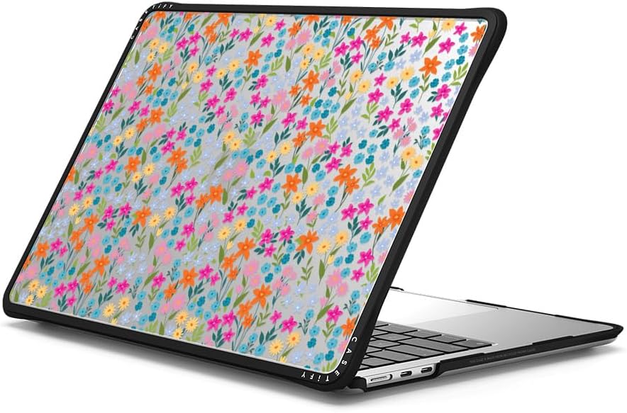 CASETiFY Impact MacBook Air 13.6" (M2-M4) Case [Cushioned Impact Corners/Scratch-Resistant/Anti-Slip Grip] - Petit Floral Transparent - Clear Black