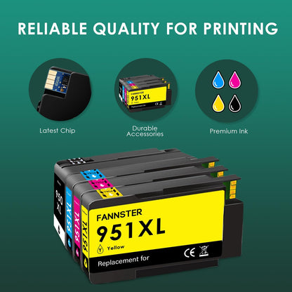 950XL 951XL Ink Cartridges Combo Pack Replacement for HP 950 951 XL for HP OfficeJet Pro 8600 8610 8630 8620 8615 8625 8100 276DW 251DW Printer,Black Cyan Magenta Yellow