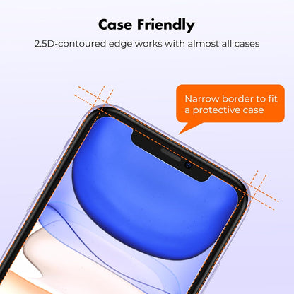 UNBREAKcable Shatterproof Tempered Glass Screen Protector for iPhone 11/iPhone XR [2-Pack] [Easy Installation Frame] [9H Hardness] [99.99% HD Clear][Bubble Free] for Apple 6.1''