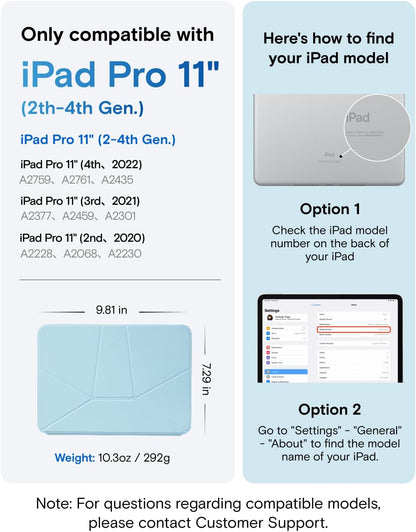 MOFT Dynamic Folio Case for iPad Pro 11-inch(2nd/3rd/4th Generation, 2020/2021/ 2022), Silm Magnetic Stand Case with 20+ Viewing Angles, Auto Wake/Sleep,Soothing Mist x Misty Cove