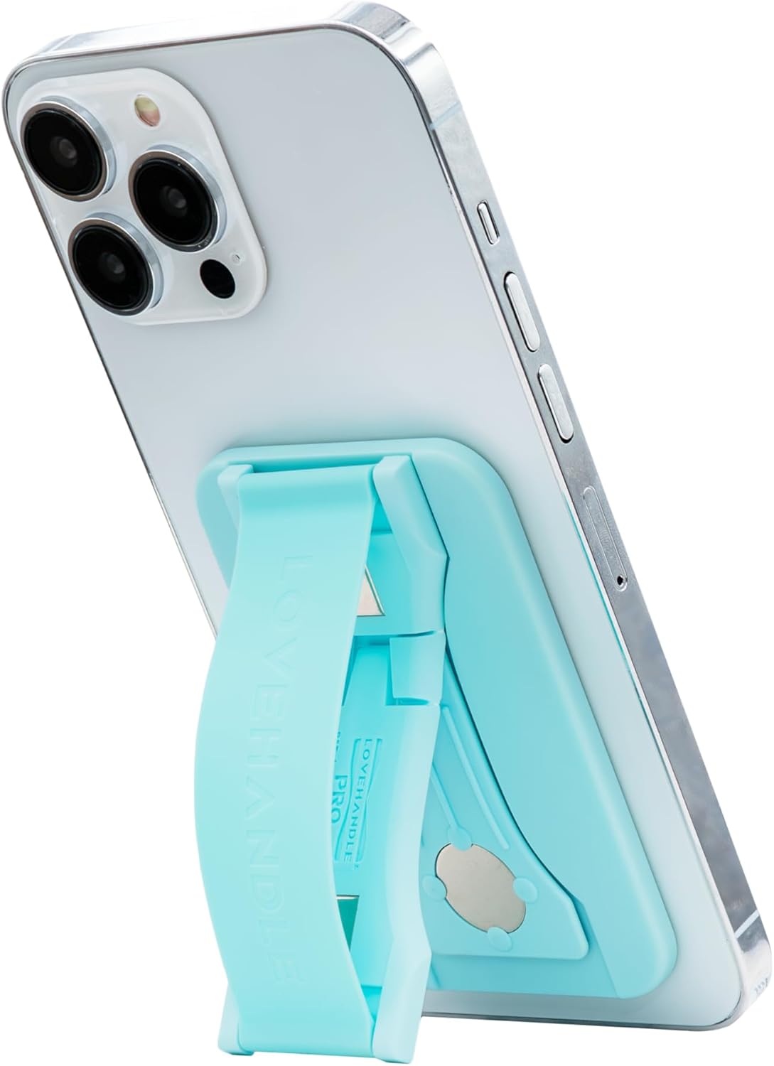 LoveHandle PRO MagSafe Compatible Magnetic Phone Grip w/Kickstand - Mount, Strap and Stand for Smartphone and Tablet - MagSafe Ring Included - Fits All Devices - Solid Limpet