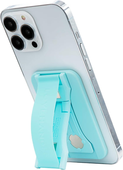 LoveHandle PRO MagSafe Compatible Magnetic Phone Grip w/Kickstand - Mount, Strap and Stand for Smartphone and Tablet - MagSafe Ring Included - Fits All Devices - Solid Limpet