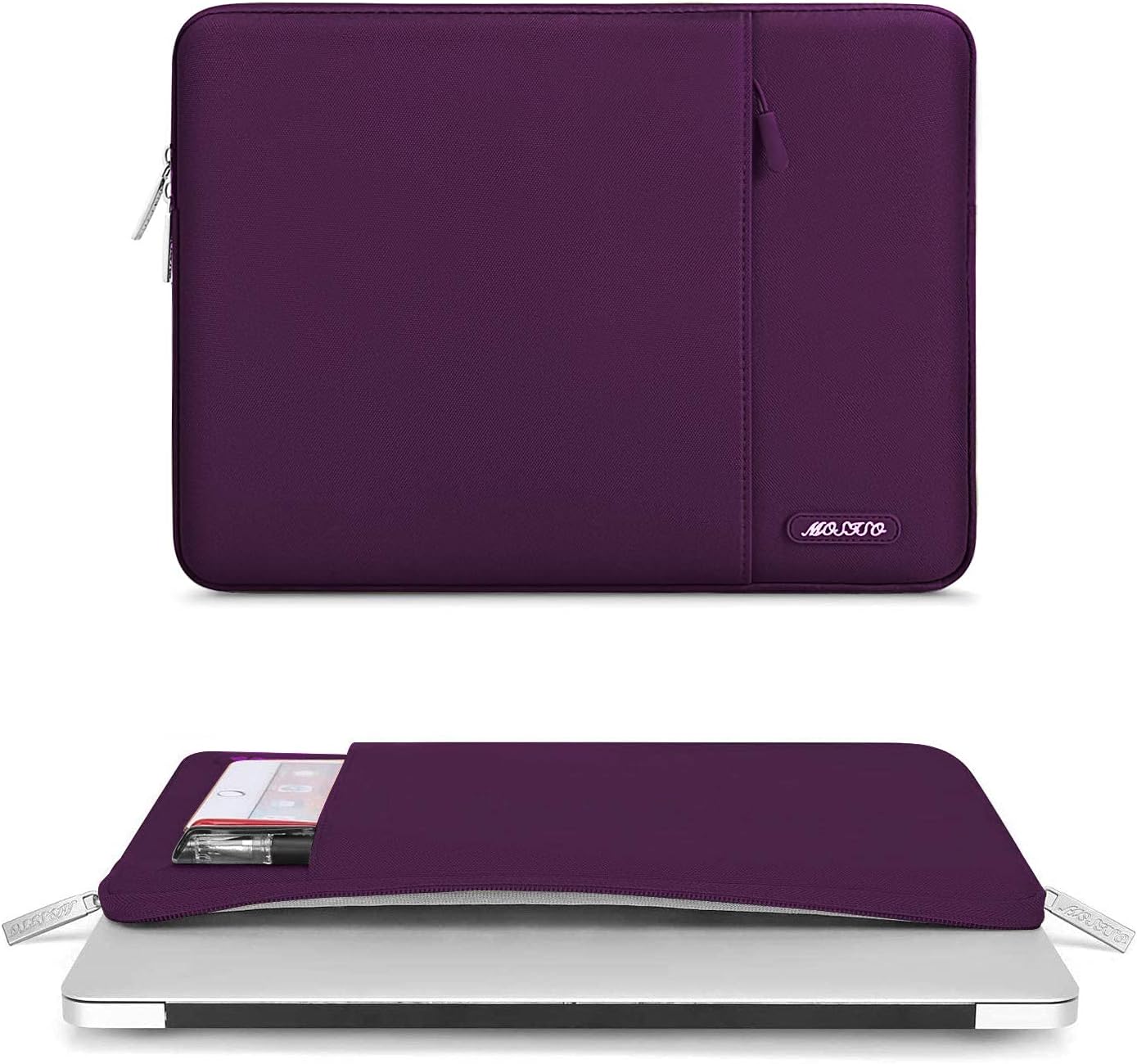 MOSISO Laptop Case 16 inch, 15-15.6 inch Laptop Sleeve Compatible with MacBook Pro 16 M4 M3 M2 M1, HP Acer Dell Lenovo ASUS Notebook, Polyester Vertical Computer Sleeve Bag with Pocket, Magenta Purple