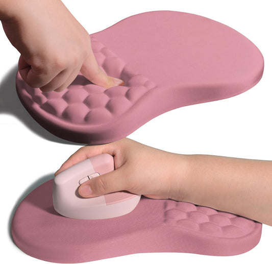 Ergonomic Joint Wrist Support Mouse Pad with Memory Foam Cushion Massage Bump, Carpal Tunnel Pain Relief Mousepad Slope Design for Wrist Rest, 11.8x7.9 in, RosyBrown