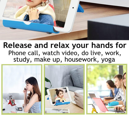 Cell Phone Stand for Desk 2 Pack Mobile Phone Holders Desktop Tablet Stand, Foldable Phone Dock Universal Adjustable Tablet Stand for Desk Compatible with Cell Phone Support (Black+Pink)