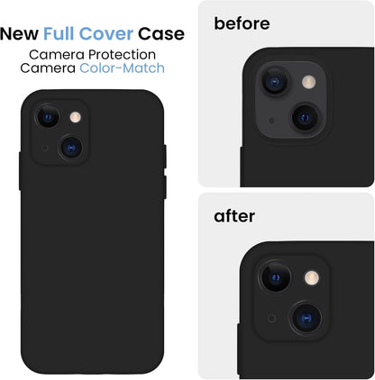 FireNova Designed for iPhone 13 Case, Silicone Upgraded [Camera Protection] Phone Case with [2 Screen Protectors], Soft Anti-Scratch Microfiber Lining Inside, 6.1 inch, Black