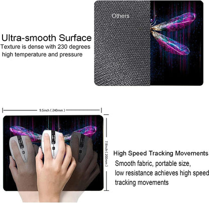 Hokafenle Mouse Pad, Purple Dragonfly Mouse Pad, Square Custom Mouse Mat Waterproof Mousepad Non-Slip Rubber Base MousePads for Office Home Laptop