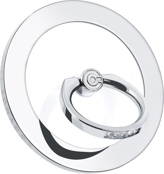 Magnetic Phone Grip for MagSafe, EI Sonador Magnet Phone Ring Holder, Removable, Compatible with iPhone 14 Plus 13 12 Pro Max Mini (Transparent Silver Diamond)