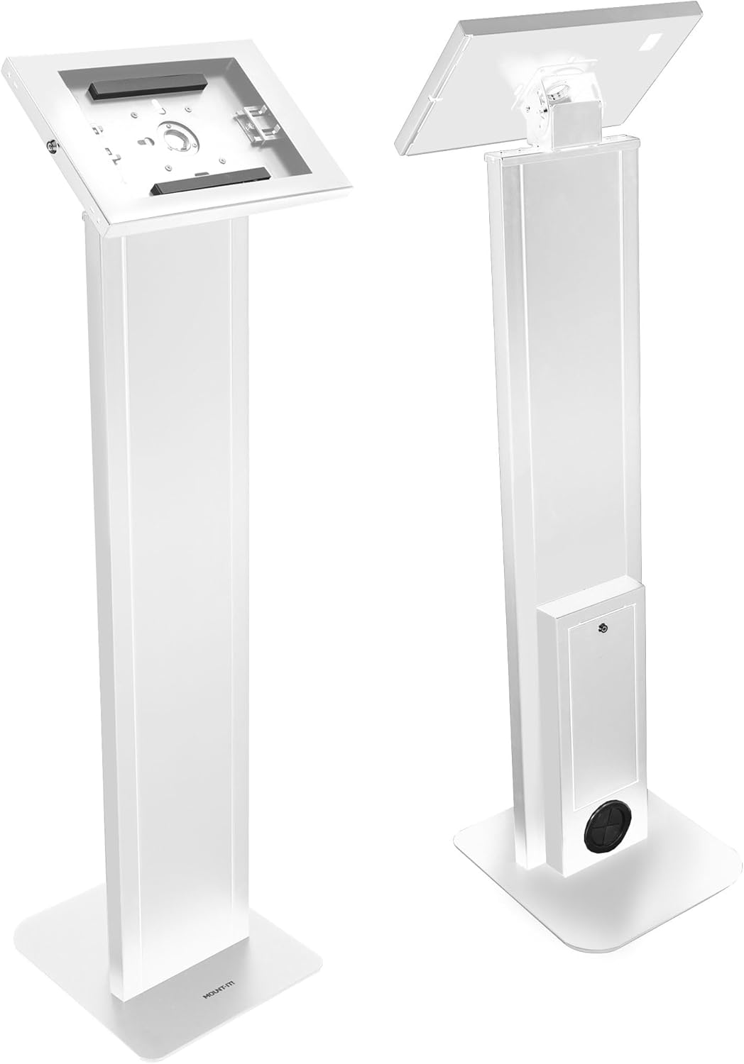 Mount-It! Anti-Theft Tablet Floor Stand, Commercial Tablet Floor Kiosk with Universal Enclosure, Locking Mount Stand for iPad Gen 7-10, Pro, Air, 10.2 inch, 10.9 Inch, White