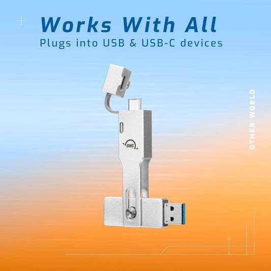 OWC Envoy Pro Mini 1TB (10Gb/s) SSD, Up to 940 MB/s Speed, Portable Flash Drive with USB-C and USB-A, Compatible with Mac, PC, Xbox, PS5, Professional Stick for Gaming, Storage, and Backup