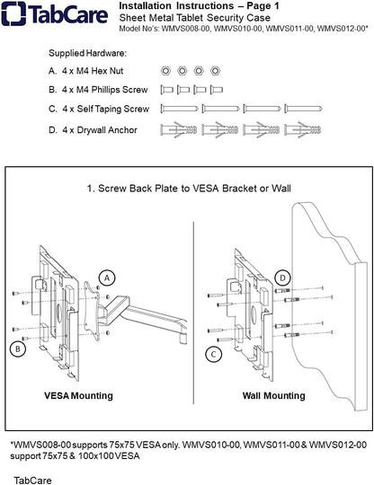 TABcare Locking Anti-Theft Metal Case for Samsung Galaxy TAB A 10.5" Tablet for Kiosk, POS, Store, Show Display, Time Clock (TAB A 10.5, White)