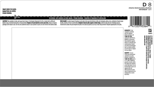 Duracell - CopperTop D Alkaline Batteries with recloseable Package - Long Lasting, All-Purpose D Battery for Household and Business - 8 Count (Pack of 2)