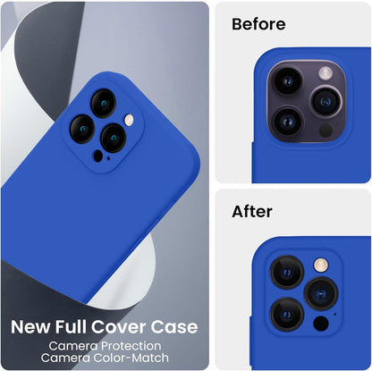 FireNova for iPhone 14 Pro Case, Silicone Upgraded [Camera Protection] Phone Case with [2 Screen Protectors], Soft Anti-Scratch Microfiber Lining Inside, 6.1 inch, Klein Blue