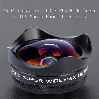 Andoer 4K Smartphone Camera Lens 0.45X Wide Angle 15X Macro Phone Lens with Universal Clip