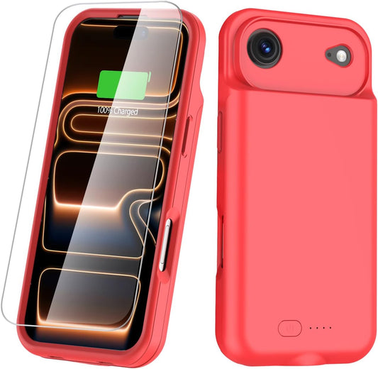 GIN FOXI Battery Case for iPhone 17 AIR, Charging Case Charger 8500mAh Ultra-Slim Lightweight Powerful Battery Pack 15W Fast Rechargeable Anti-Fall TPU Juice Box for iPhone 17 AIR (6.5") Red