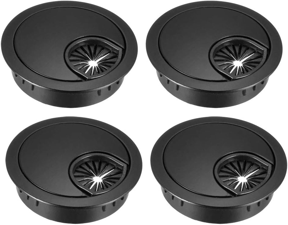 uxcell Cable Hole Cover, 2Inch/50mm Zinc Alloy Desk Wire Cord Cable Grommets Hole Cover for Office PC Desk Cable Cord Organizer, 4Pcs Black