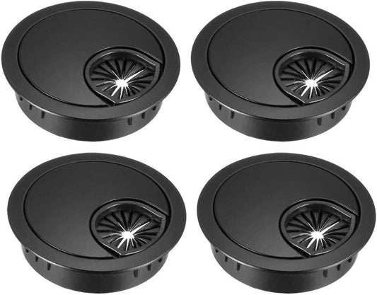 uxcell Cable Hole Cover, 2Inch/50mm Zinc Alloy Desk Wire Cord Cable Grommets Hole Cover for Office PC Desk Cable Cord Organizer, 4Pcs Black